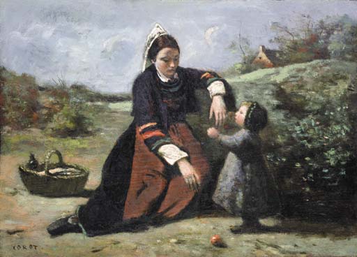 Bretonne avec sa petite fille 
