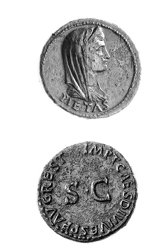Livia Mother Of Tiberius Died Ad 29 Ae Dupondius Restored By Titus Veiled Bust Of Livia