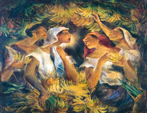Anita Magsaysay-Ho フィリピン人アーティストのプレート作品 Three Women in a Landscape by Anita Magsaysay-Ho