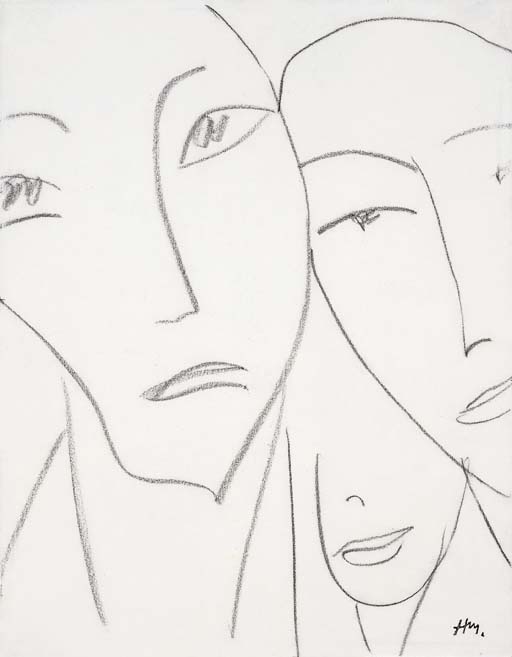 Trois visages de face 
