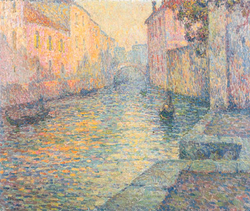 Henri Martin (1860-1943) , L'église au bord du ruisseau