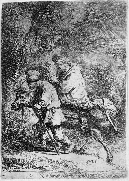 The Flight into Egypt:  Small Plate (B., Holl. 52;  H. 105) 
