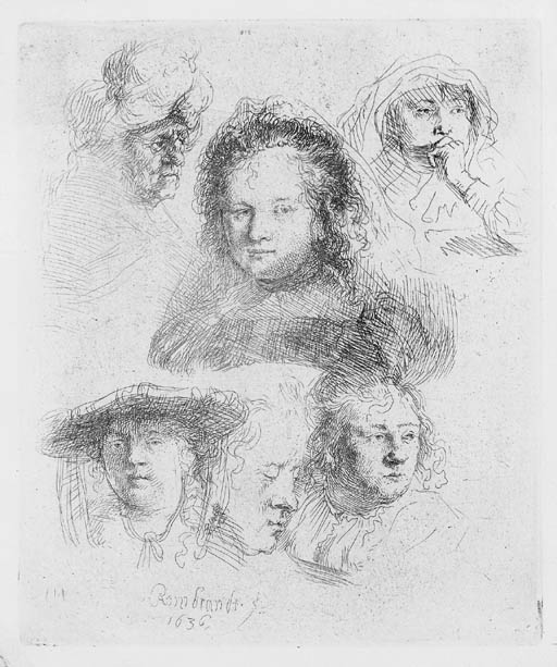 Three Heads of Women, one asleep (B., Holl. 368; H. 152) 
