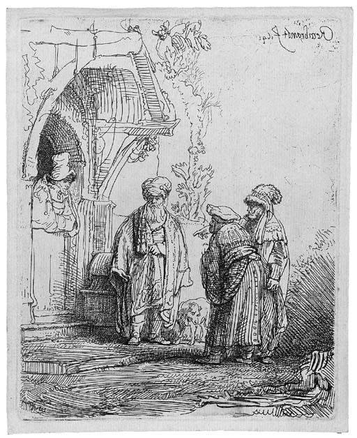 Three Oriental Figures: (Jacob and Laban?) (B., Holl. 118; H. 183) 
