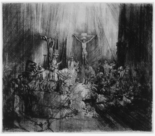 Christ crucified between the two Thieves. 'The Three Crosses' (B. 78; H. 270)
