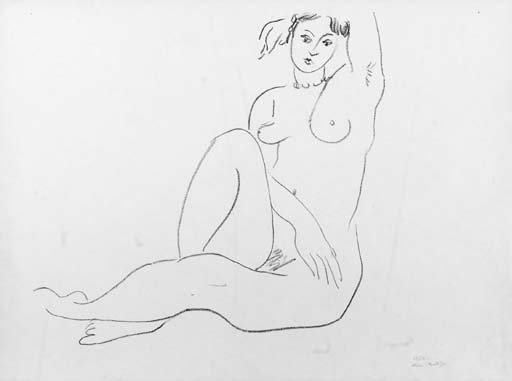 Nu assis, Bras gauche sur la Tête (Duthuit-Matisse 497) 
