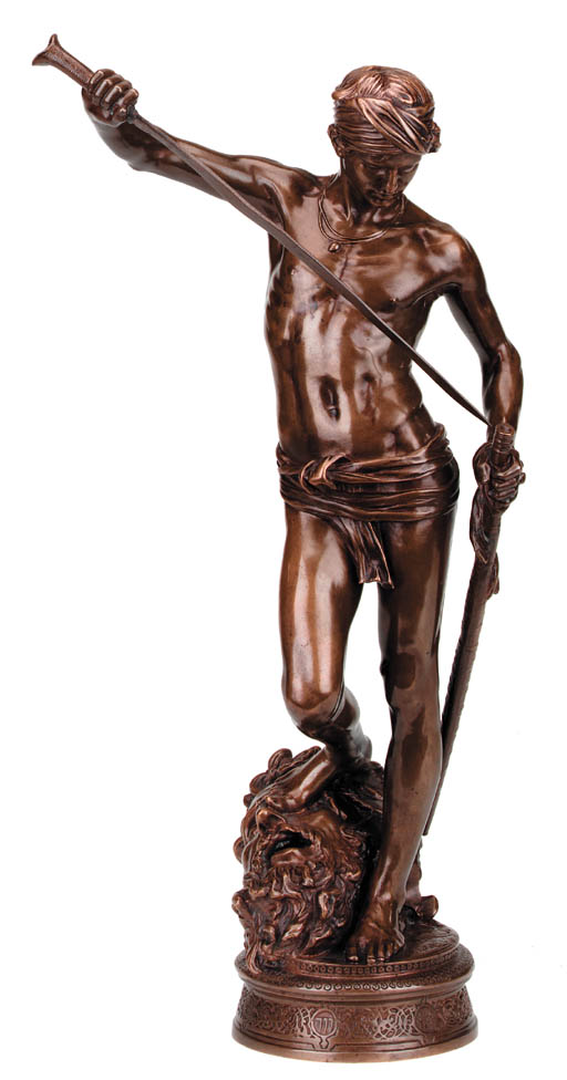 A French bronze figure of david, late 19th century