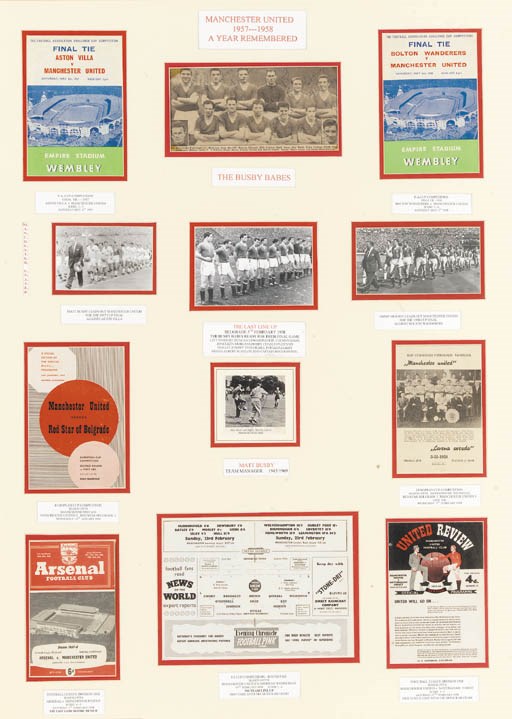 Manchester United 1957 1958 Framed Display Comprising Aston Villa V