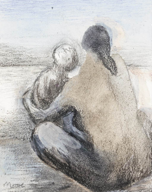 Mother and child on seashore I 
