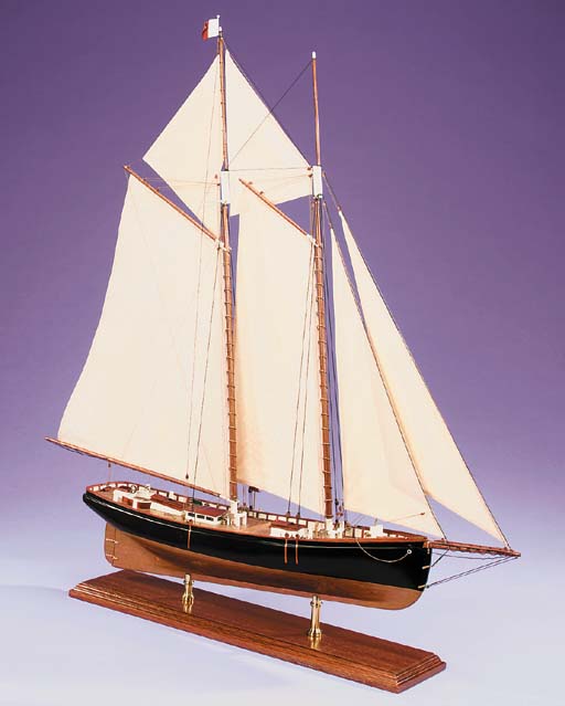 A detailed fully rigged display model of the New York pilot schooner