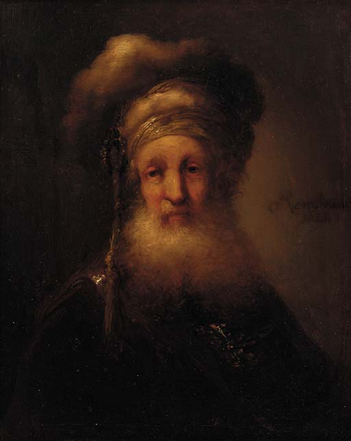 A man, small bust-length, in oriental costume 
