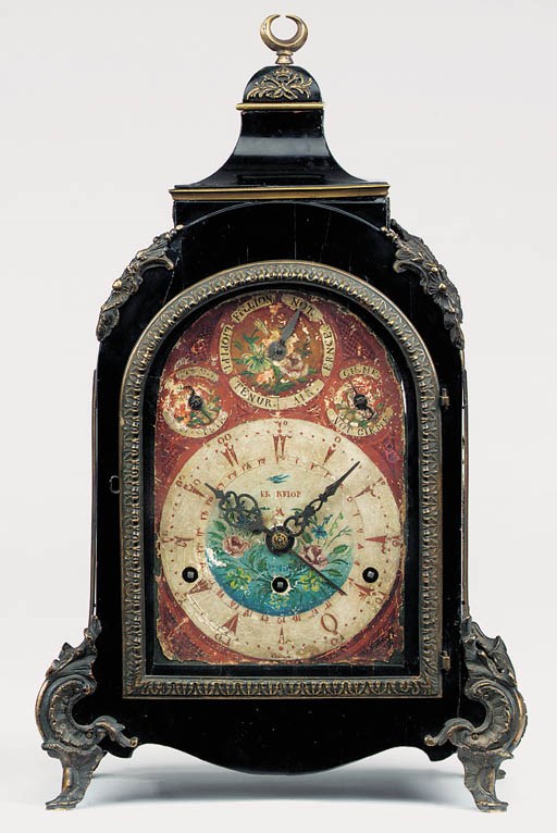 A III ebonised and brassmounted musical table clock for the