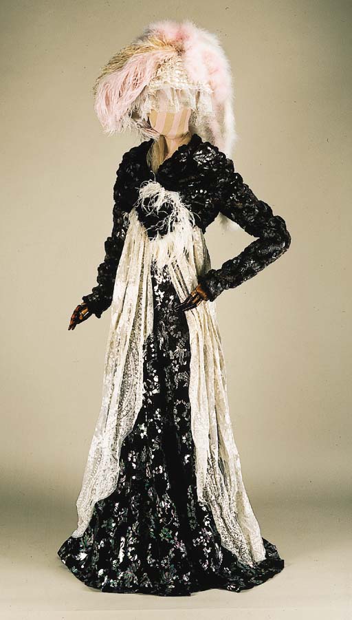 A Lace Print Tulle Negligée Worn Over A Metallic Lace Print - 