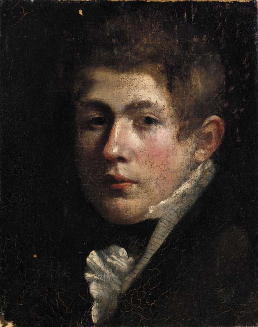 Portrait of a boy, head-and-shoulders, in a white cravat 
