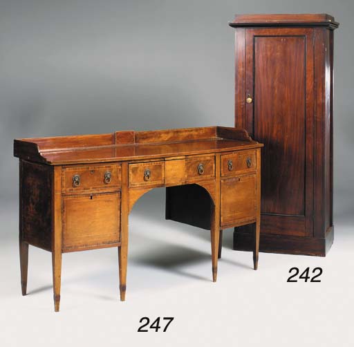 A mahogany and inlaid bow front sideboard, 19th century A mahogany and inlaid bow front sideboard, 19th century 