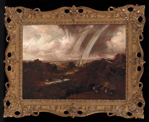 Hampstead Heath with a double rainbow 
