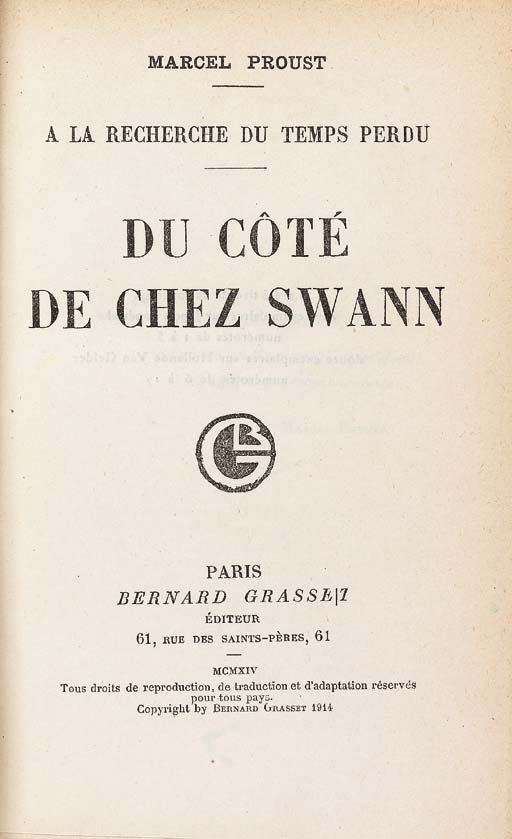 Proust Marcel 1871 1922 A La Recherche Du Temps Perdu Paris Ch Colin Volume I L