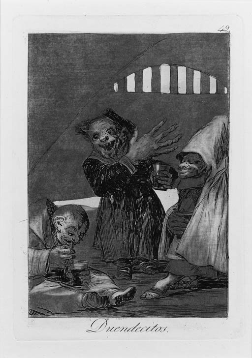 Duendecitos, Plate 49, from Los Caprichos (H. 84) 
