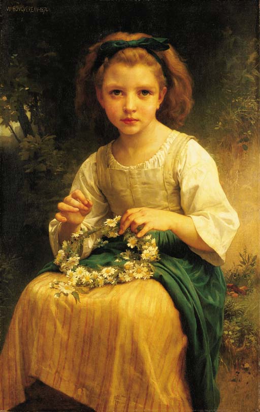 Enfant tressant une couronne 

