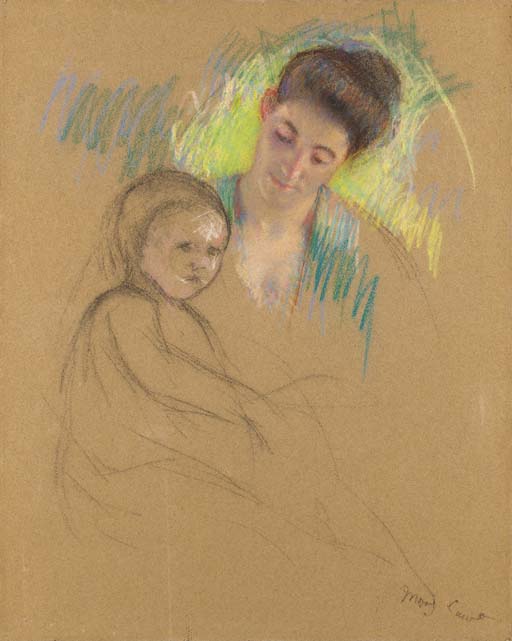Sketch of Mother Jeanne Looking Down at Her Baby 
