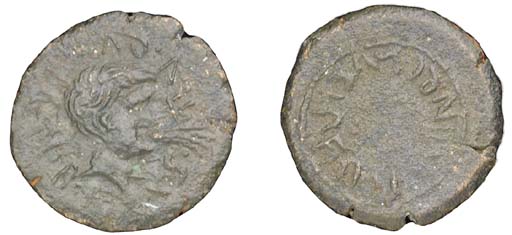 Spain Carthago Nova Reign Of Augustus Ae Semis 21mm Head Of River God Right Squirting Water