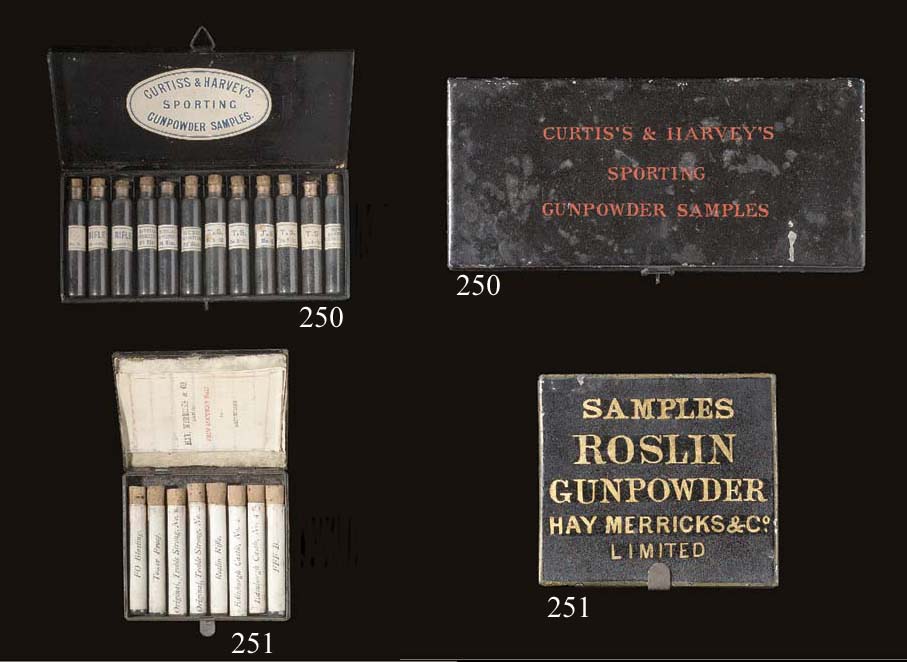 A FINE CASED SET OF HAY, MERRICKS & CO. (EDINBURGH) ROSLIN GUNPOWDER