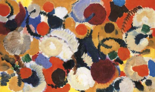 Ernst Wilhelm Nay (1902-1968) , Silber und Rot, Scheibenbild