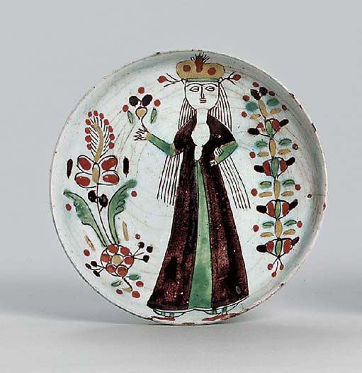 A KUTAHYA POTTERY FIGURAL DISH