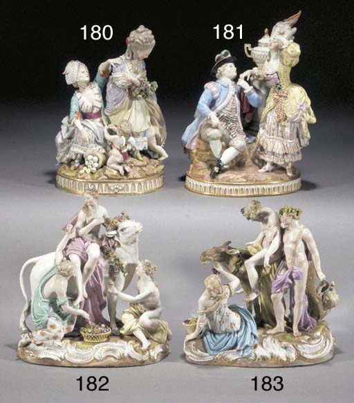 A Meissen figure of a girl bowling , 20TH CENTURY, BLUE CROSSED