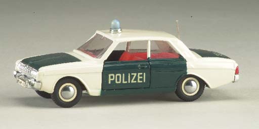 Dinky German export green and white 261 Ford Taunus Police Car