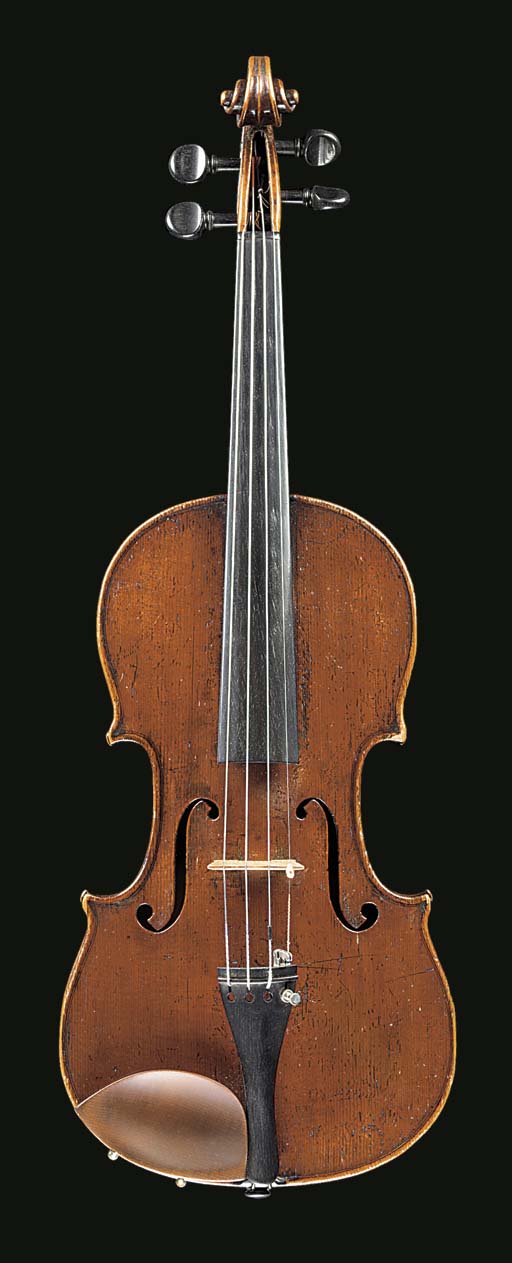 A violin by Anton labelled Anton Hofmann, kais. kön. Hof-Geigenmacher, in Wien 1849, the two-piece back of medium to narrow curl descending slightly from the centre joint, ribs and head