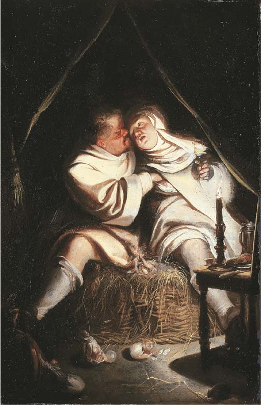South Netherlandish School, 2nd Quarter 17th Century , A monk seducing