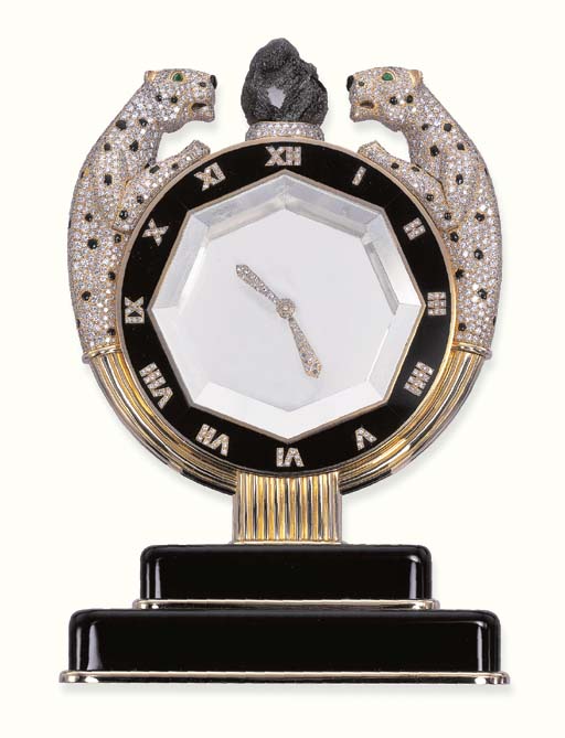 A PANTHER MYSTERY CLOCK, BY CARTIER