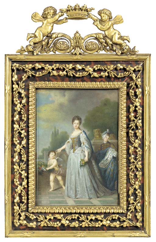 A Napoleon III painting on ivory, depicting the Duchess of Bourgogne