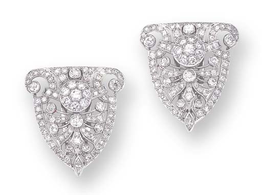 Paire De Clips De Revers / Corsage En Strass - Occasion Bon État