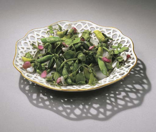 Plat En Porcelaine De Meissen XVIIIe Siècle - Décor Myosotis (ne-m'oubliez-pas) - Antiquité