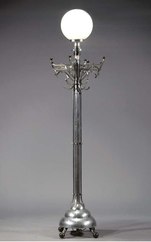 A chromed metal coat rack/floor lamp , 20TH CENTURY Christie's
