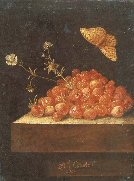 Adriaen Coorte (? Middelburg 1660?after 1707) , Stawberries in a pot