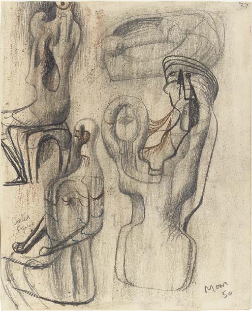 Studies for Sculpture: Seated Figure 1950-1 

