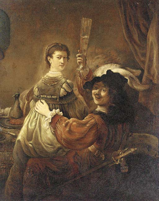 Rembrandt and Saskia in the scene from the prodigal son in the tavern 
