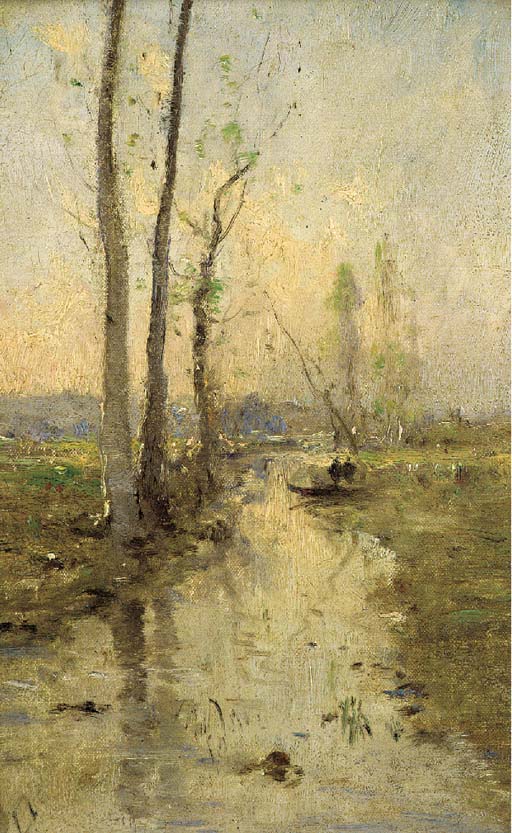A stream running through a meadow 
