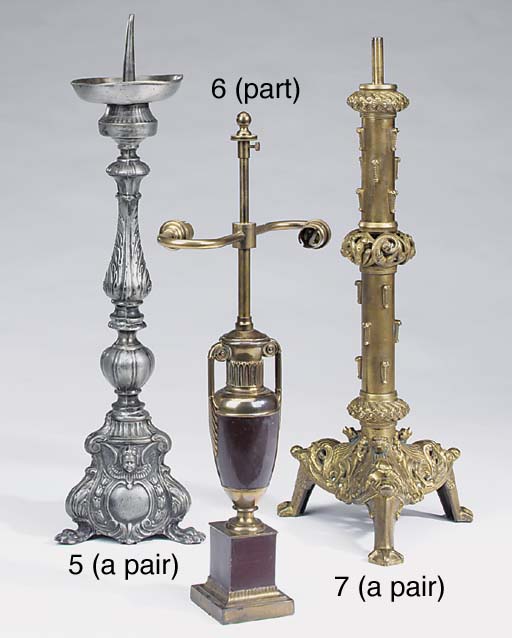 A pair of French gilt brass candelabra bases, 20th century Christie's