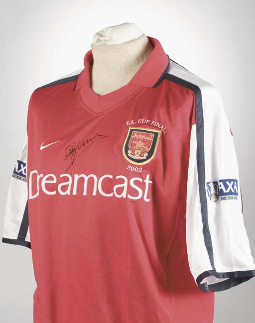 A Red And White Arsenal F A Cup Final 2002 Short Sleeved Shirt No 10 With V