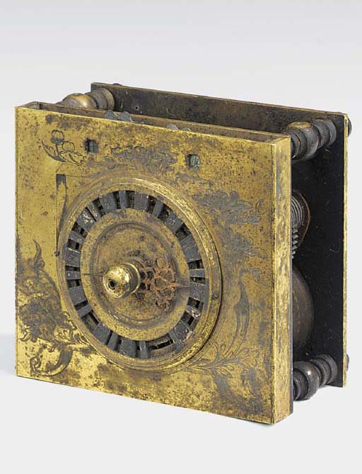 A Japanese giltbrass table clock movement (makuradokei), late 18th