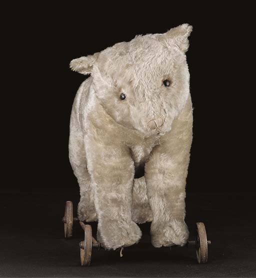 steiff bear on wheels original