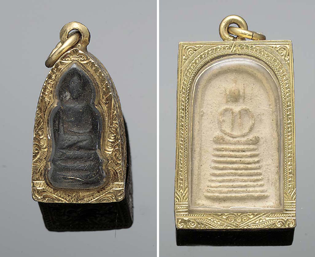 Set 2 Spinne Black Widow Amulet Messing Statue Thailand A2844