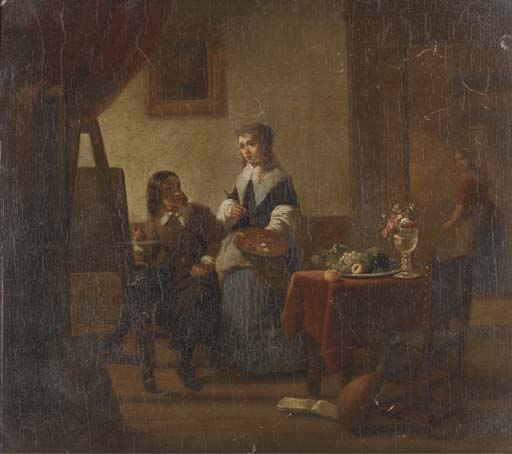 In the artist's studio 
