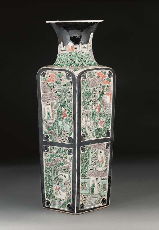 A famille noire rectangular vase, 19th century | Christie's