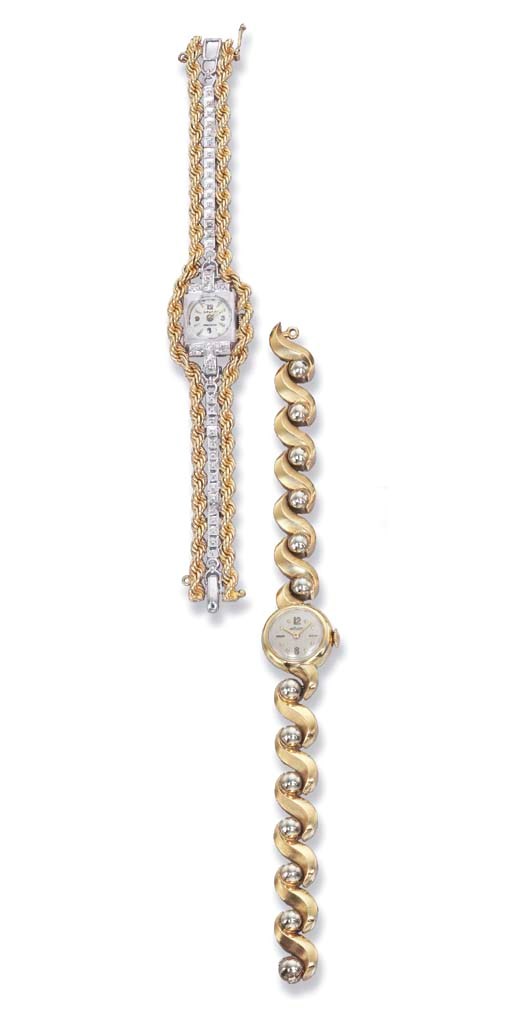 TWO GOLD WRIST WATCHES