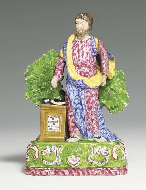 A STAFFORDSHIRE PEARLWARE FIGURE GROUP OF 'ABRAHAM OFFERING UP